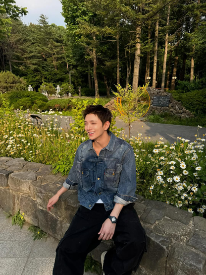 Joshua of Seventeen in a park, all smiles, so pretty