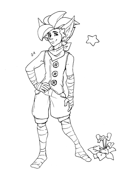 Ink sketch of Nord for day 1. He is standing... sassily.