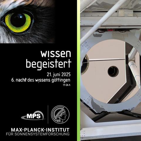 Night of Science banner and sneak preview image of Sunrise III main mirror