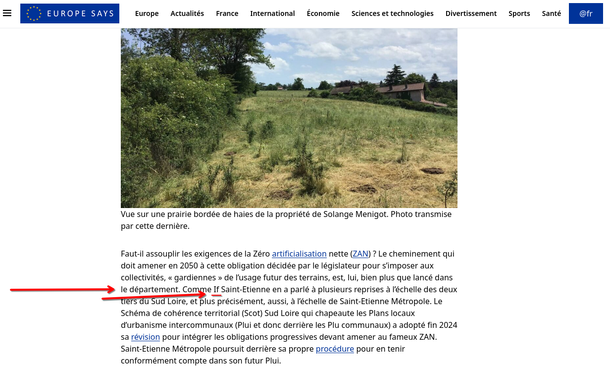 Ç'a été traduit par une IA ou Google Trad ?

#actu #Actualités #AgirPourL'environnement #aménagement #ArtificialisationDesSols #AuvergneRhôneAlpes #biodiversité #chamboeuf #Dispositif #environnement #EU #europe #Forez #FR #France #LPOLoire #Nature #News #ObligationsRéellesEnvironnementales #ORE #RépubliqueFrançaise #RéserveNaturelle #SaintÉtienne #SaintMédardEnForez
