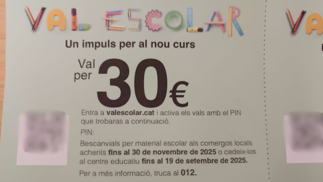 Cada alumne de primària o secundària rebrà 2 vals de 30 euros per a llibres o material escolar (3Cat)