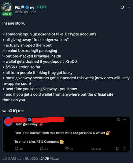 Reminder: Don't trust wallet giveaways