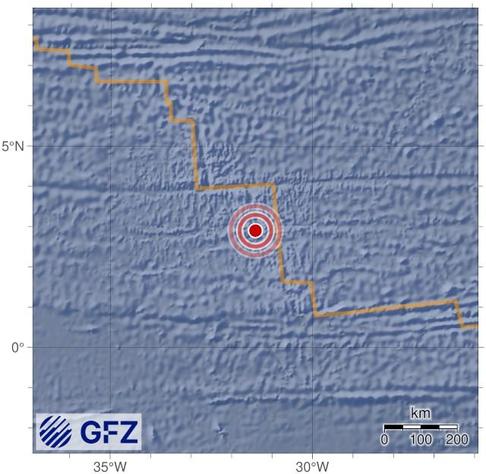 Map showing the earthquake of 2025-06-19 in Central Mid-Atlantic Ridge