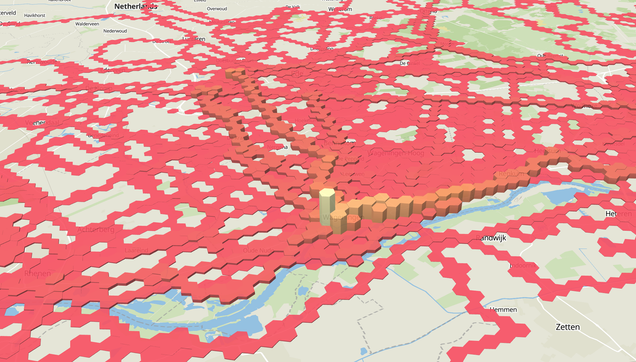 3D extruded choropleth map of strava activities using hexagons