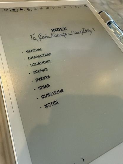 My writing template on the Manta