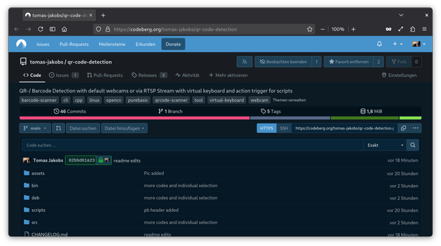 Screenshot des Repos auf Codeberg e.V.