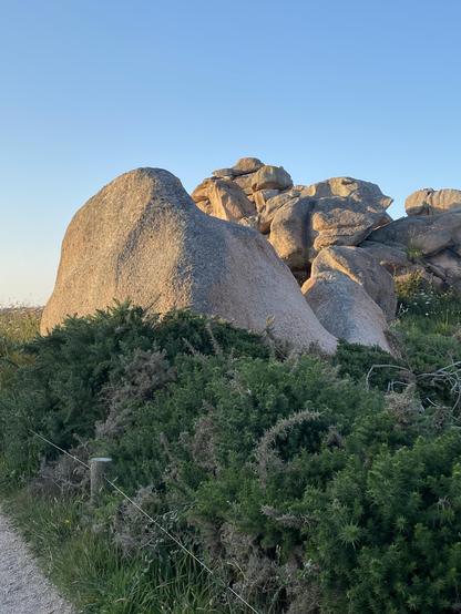 Rocks on the Pink granite coast between Perros Guirec and Ploumanac’h during the Golden Hour.