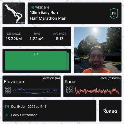 Today’s training results from the Runna app