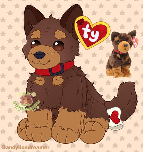 Amigo is an official beanie baby they are an overall brown dog with brown ears, and have light brown spots on its fsce and chest, with light brown legs

he wears a red collar with a black buckle, his red heart tag says"TY" and his tush tag has a red heart on it