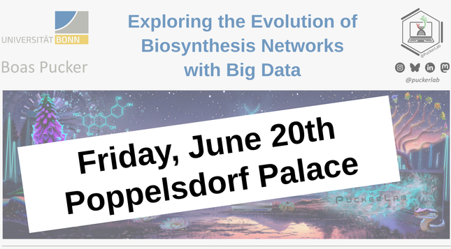 "Exploring the Evolution of Biosynthesis Networks with Big Data" title slide screenshot
