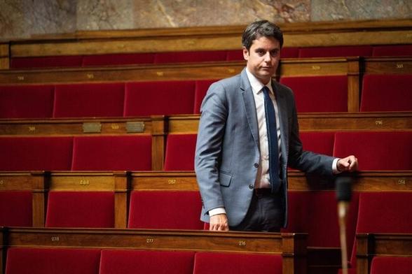 Gabriel Attal, président du groupe Ensemble pour la République à l’Assemblée nationale en octobre 2024. © Photo Eric Tschaen / REA