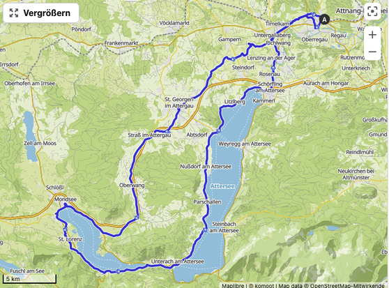 Landkarte mit meiner heutigen Tour.