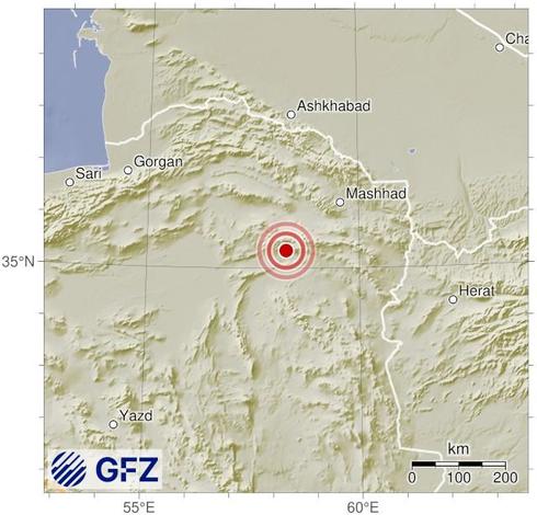 Map showing the earthquake of 2025-06-19 in Northern and Central Iran