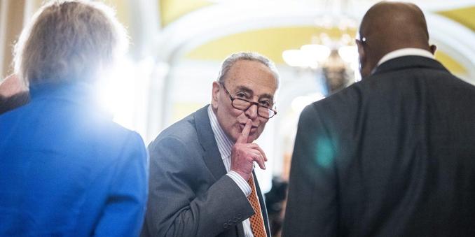 Sen. Chuck Schumer, D-N.Y., conducts a news conference in the U.S. Capitol in Washington on May 20, 2025. Photo: Tom Williams/CQ-Roll Call via Getty Images