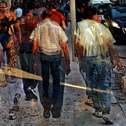 Barcelona digital edited street photography, made with the GNU Image Manipulation Program + G'MIC-Qt filters.
