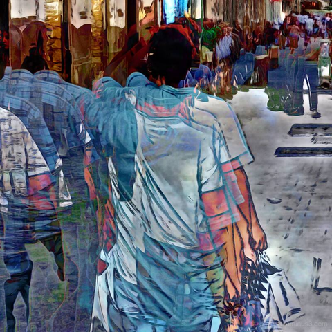 Barcelona digital edited street photography, made with the GNU Image Manipulation Program + G'MIC-Qt filters.