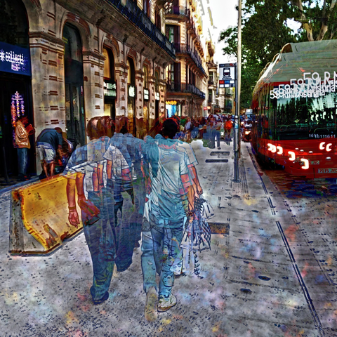 Barcelona digital edited street photography, made with the GNU Image Manipulation Program + G'MIC-Qt filters.