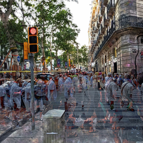 Barcelona digital edited street photography, made with the GNU Image Manipulation Program + G'MIC-Qt filters.