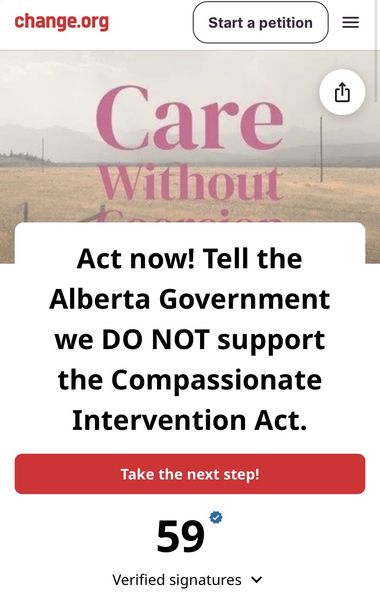 #carewithoutcoercion #mycaremychoice #realcareincludeschoice #consentiscare #choiceovercontrol #supportnotstigma #dignityinhealthcare #carewithconsent #evidencebasedcare #traumainformedcare #voluntarycareworks #harmreductionworks #notoinvoluntarytreatment Follow Care Without Coercion  Sign: https://www.change.org/p/act-now-tell-the-alberta-government-we-do-not-support-the-compassionate-intervention-act