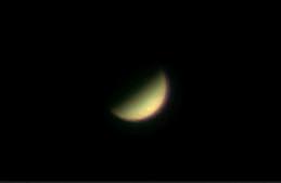 Venus a 25º de altura, se nota la aberración cromática producida por la refracción atmosférica, que es del orden de 0.5" o sea, casi 2 px.