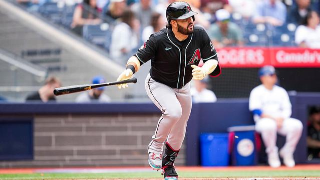 Eugenio Suarez #28 of the Arizona Diamondbacks...