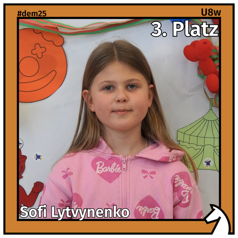 Zu sehen ist die Drittplatzierte der U8w, Sofi Lytvynenko, in einem bronzenen Rahmen