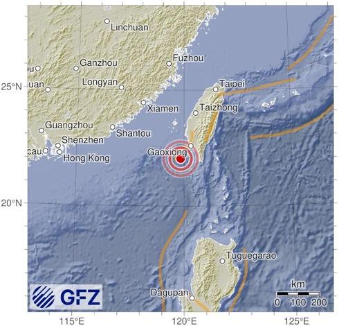 Map showing the earthquake of 2025-06-19 in Taiwan Region