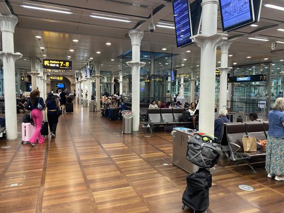 My Brompton in luggage mode at St. Pancras International after checking in