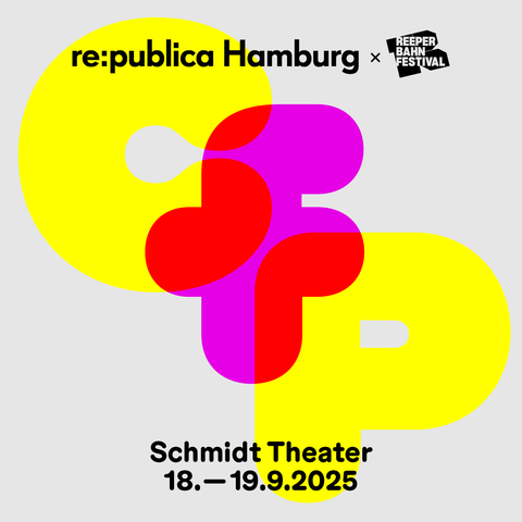 Das Visual zum Call for Participation für die re:publica Hamburg zeigt die Buchstaben "CfP".