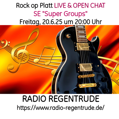 🇩🇪 Plakat zur heutigen Radiosendung „Rock op Platt SE Super Groups". Bild (ohne Text): Pixabay, kein Bildquellennachweis erforderlich.

🇬🇧 Poster with details of today's radio show „Rock op Platt SE Super Groups“, Image (without text): Pixabay, no image creds needed.