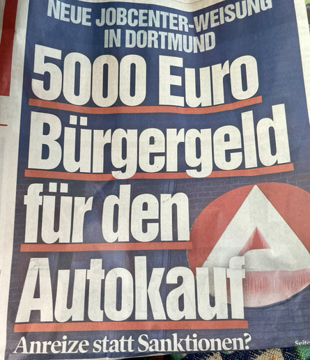 Bild Schlagzeile: 5.000 Euro für den Autokauf. Anreize statt Sanktionen