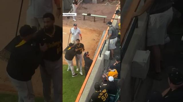 Pirates reliever and former Yankee Dennis Santana swings at a fan in the stands 😳 #shorts
