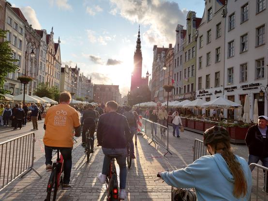 A bike parade through the streets of Gdansk