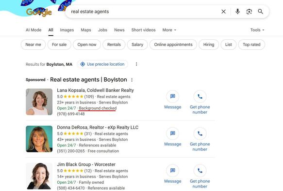 Google Local Service Ads testing "Background checked" labels