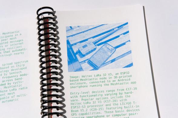 A page from a zine, showing an article on Meshtastic