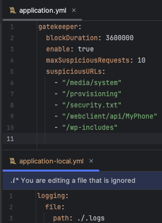 YAML based configuration for logging and gatekeeper