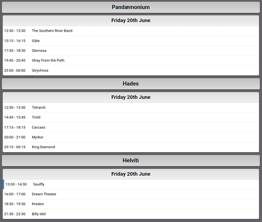 CopenHell schedule for Friday, 20th of June.