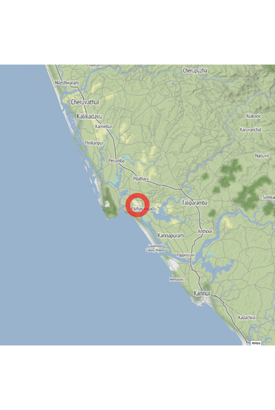 Map of the location of the observation: 27J4+WMM, Madayi Para, Pazhayangadi, Kerala 670303, India, (latitude: 12.03, longitude: 75.26).