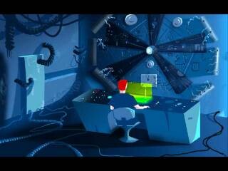 Conrad from Out of This World, in front of a cyclotron or similar.