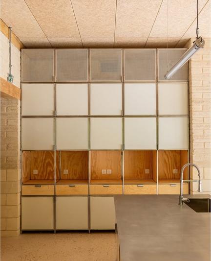 Kitchen with retro lamps and interieur
