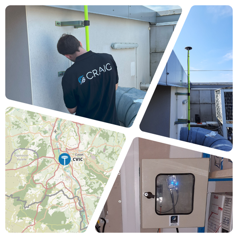 Technicien du CRAIG installant l'antenne GNSS CVIC
