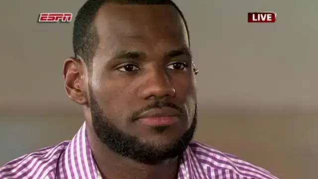 Close up of Lebron James with a serious look on his face (from "The Decision")
