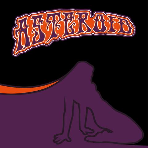 Against a black background: the purple shape of a woman, almost in profile, crouching, her arms behind her and her head raised. Above her, the name of the band or album is written in purple on orange in a rather psychedelic font.