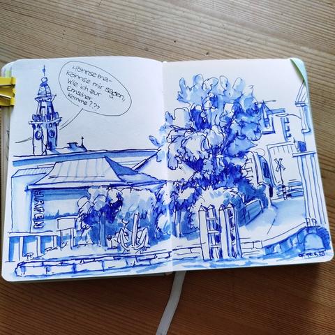 Sketchbook on my kitchentable.