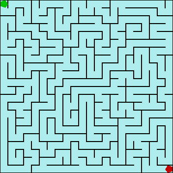 A computer generated 22 by 22 maze.