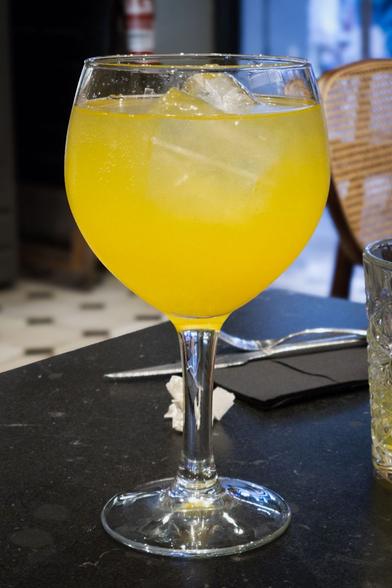 A yellow drink.