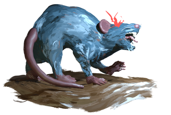 A giant rat sculpted in blender and painted with the brushstroke tools addon for a Pathfinder2e one shot.