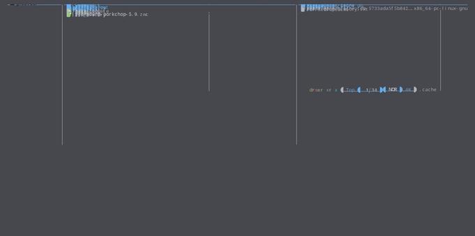 Linux terminal "Alacritty" using the file manager yazi. The words are all bunched up at the top and s squeezed together.