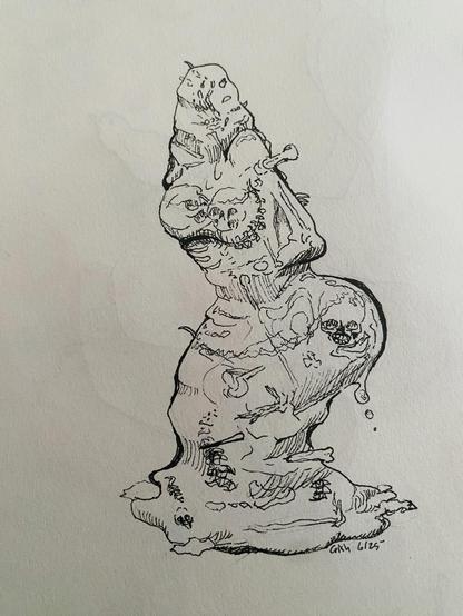 A pen drawing of a Gel from Bloodborne doing her best to seduce you.