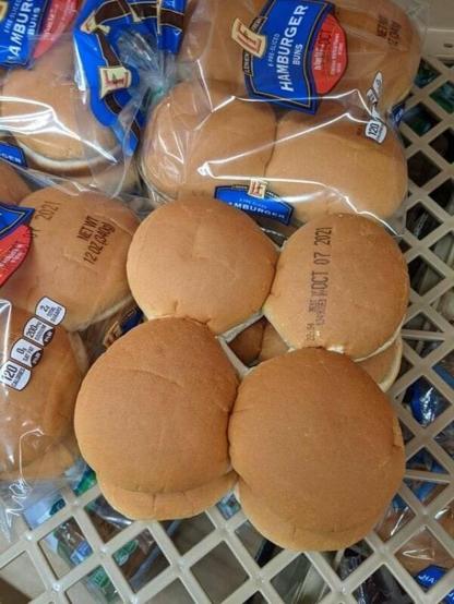 Hamburger buns with the expiration date printed right on them.